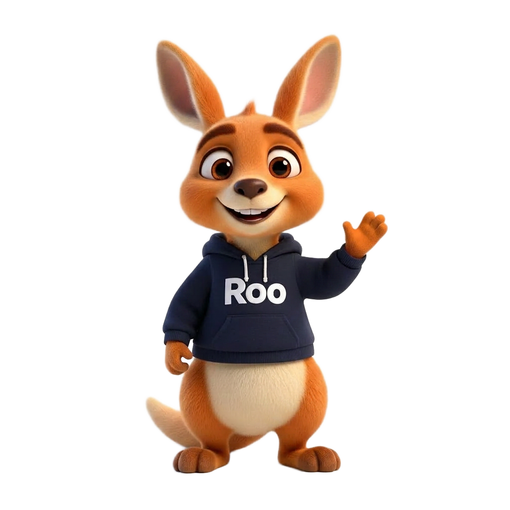 Roo the kangaroo mascot presenting his job application workflow